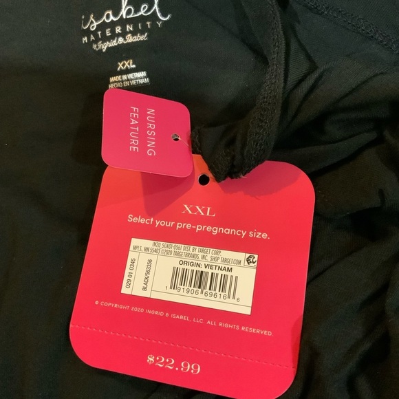 Ingrid & Isabel Maternity Top Elbow Sleeve V-Neck Nursing Tunic Top Black XXL - Picture 6 of 11